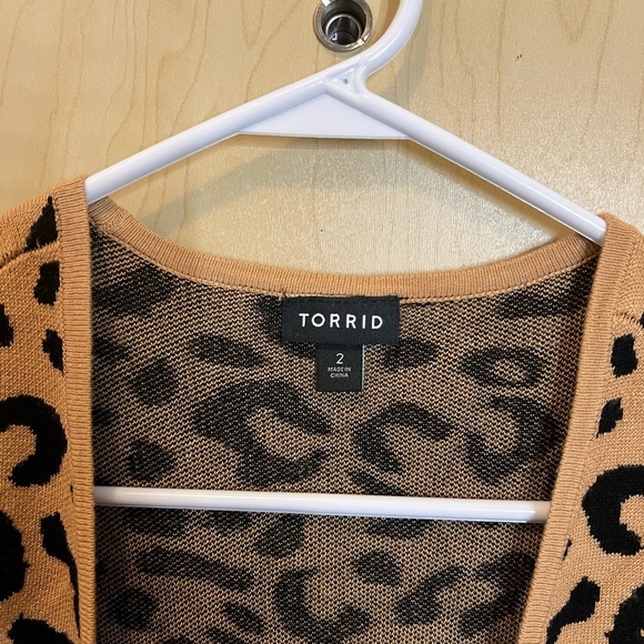 Torrid Caramel Leopard Crop Wrap Sweater - Picture 2 of 6